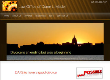 Screenshot of Maderlaw website has capitol of Madison and encouraging words