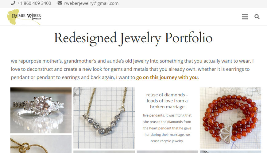 Portfolio website - jewelry redesign screenshot