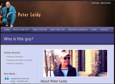 Screenshot of Peter Leidy's website - Madison personality and keynote speaker