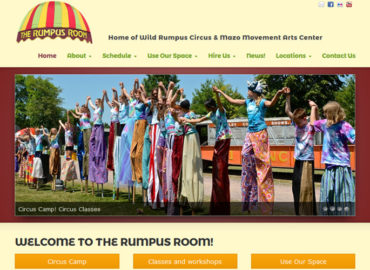 Screenshot of the awning for the Rumpus Room which houses Wild Rumpus Circus, Mazo arts and more