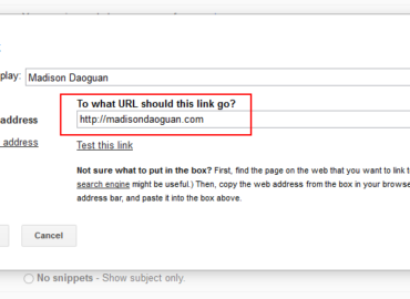 Where to put in the URL for a hotlink in Gmail Signature