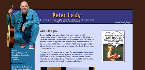 Screenshot of Peter Leidy's html website which was redesigned into Wordpress in 2014