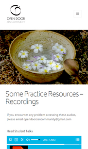 Screenshot of mobile page - audio recordings