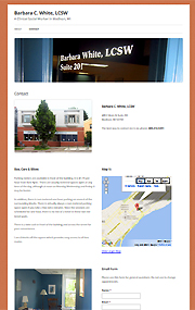 Screenshot of site with contact form and google map