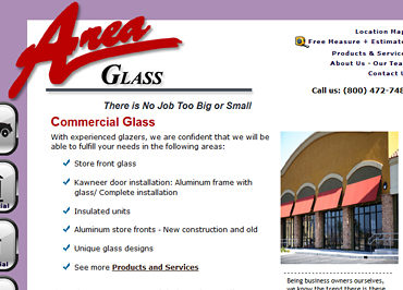 Area Glass Wisconsin chose debwork for this html website