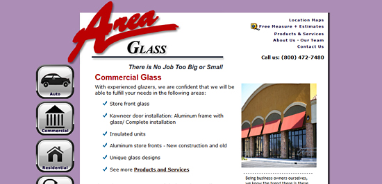 Area Glass Wisconsin chose debwork for this html website