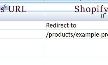 WordPress to Shopify 301 redirect spreadsheet (screenshot)