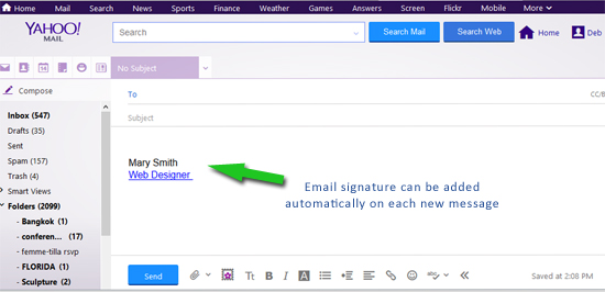 how to create email signature in yahoo mail